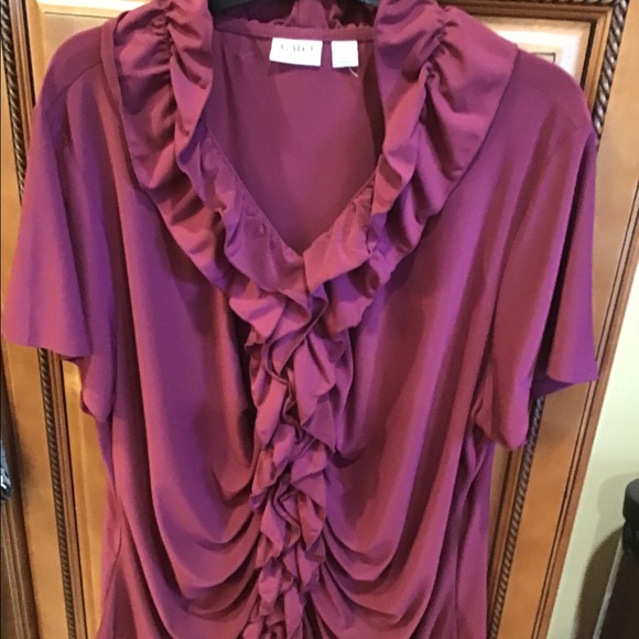 Cato woman top 22/24W made in Indonesia burgundy blouse boho plus size EUC - Picture 7 of 8